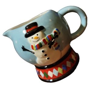 Vtg Creamer Gravy Bowl Snowman Christmas